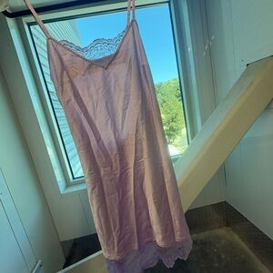 Silky Lace-Trim Slip Dress in Lavender